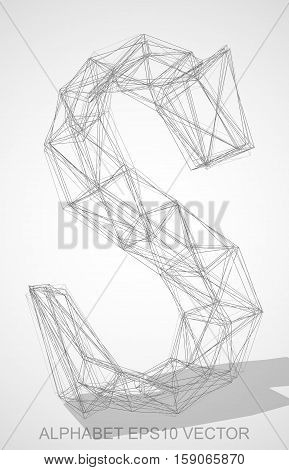Abstract illustration of a Pencil sketched uppercase letter S with Transparent Shadow. Hand drawn 3D S for your design. EPS 10 vector illustration.