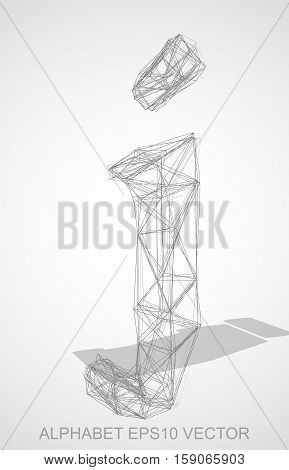 Abstract illustration of a Pencil sketched lowercase letter J with Transparent Shadow. Hand drawn 3D J for your design. EPS 10 vector illustration.