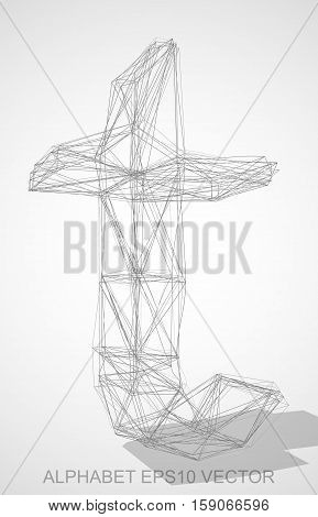 Abstract illustration of a Pencil sketched lowercase letter T with Transparent Shadow. Hand drawn 3D T for your design. EPS 10 vector illustration.