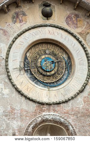 MANTUA ITALY - MAY 2 2016: The Palazzo della Ragione with the Torre dell'Orologio (
