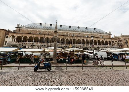 PADUA, ITALY - MAY 3, 2016: Palazzo della Ragione on Piazza della Frutta in Padue Italy