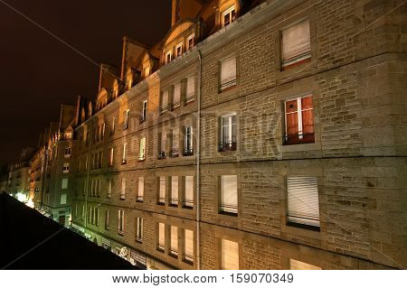 Saint-malo At Night-- Is A Walled Port City In Brittany In Northwestern France On The English Channe