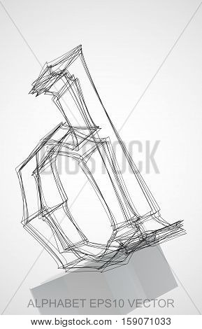 Abstract illustration of a Ink sketched lowercase letter D with Reflection. Hand drawn 3D D for your design. EPS 10 vector illustration.