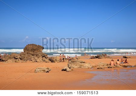 LIENCRES DUNES SPAIN - AUGUST 21: View of the Liencres dunes nature reserve in the Cantabrian sea on August 21 2016