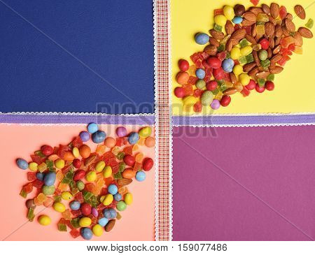Colorful Dragee With Marmalade Or Jelly Candies