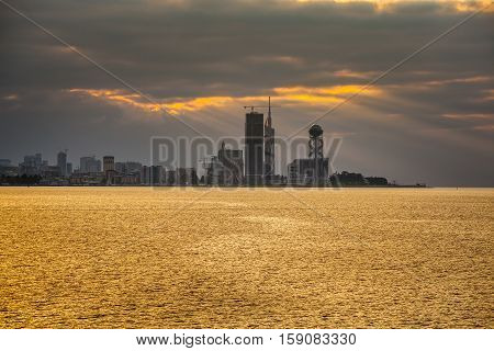 Beautiful Sea Landscape In Ajaria, Georgia. View On Batumi City - 24.11.2016
