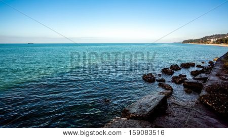 Beautiful sea landscape in Ajaria Georgia. View on Batumi city - 24.11.2016.