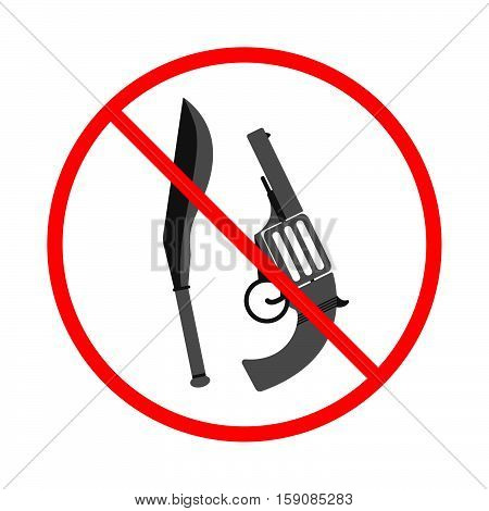 No Gun And Knife Sign And Symbol. Weapon Prohibited Icon. Vector Illustration.
