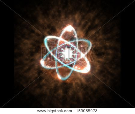 Close up of pink atomic particle background science 3D illustration