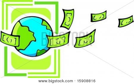 Den terrestrischen Globus mit Geld.Vektor-illustration