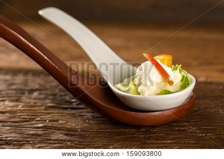Baby Lettuce Salad, Cherry Tomatoes, Palm Hearts, Cauliflower Sauce, Fried Manioc And Salted Whipped