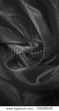Silk fabric,  grey silk cloth,  black and white, abstraction