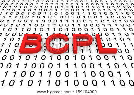 BCPL in the form of binary code, 3D illustration