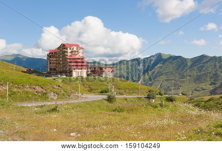 GUDAURI, GEORGIA - AUGUST 6, 2013:View on ski resort Gudauri in summer