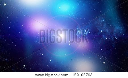 Deep space background with stardust and shining star. Milky way cosmic background. Star dust and pixie dust glitter space backdrop. Space stars and planet conceptual image.