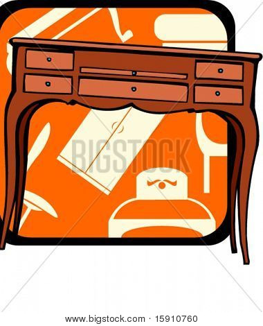 Ahşap Bureau.Pantone renkler.Vektör çizim