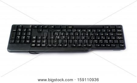 Black computer querty keyboard isolated over white background