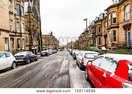 Edinburgh, Scotland, UK-circa march 2016:View of the city, several monuments and the Castle, Edinburgh, Scotland