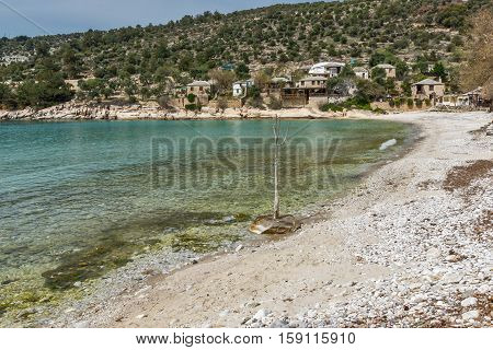 Amazing Panorama to village and beach of Aliki,Thassos island,  East Macedonia and Thrace, Greece