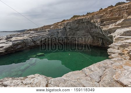 Clean waters of Giola Natural Pool in Thassos island, East Macedonia and Thrace, Greece