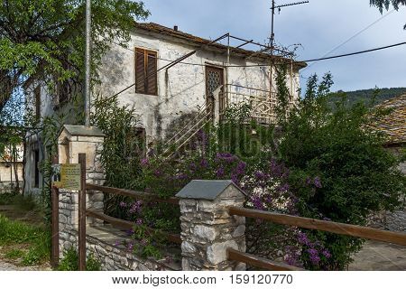 Old house and flowers in the village of Theologos,Thassos island, East Macedonia and Thrace, Greece