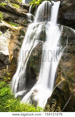 Cascada de la Cueva waterfall in Ordesa valley Pyrenees Huesca Spain Arazas river