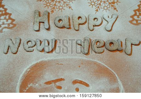 New Year cookies with powdered sugar under
