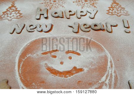 New Year cookies with powdered sugar under