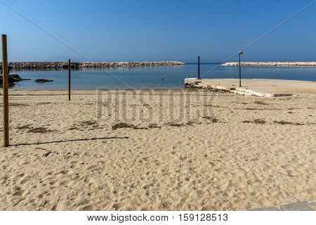 Panoramic view of Beach of Limenaria, Thassos island, East Macedonia and Thrace, Greece