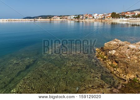 Panoramic view of Limenaria, Thassos island, East Macedonia and Thrace, Greece