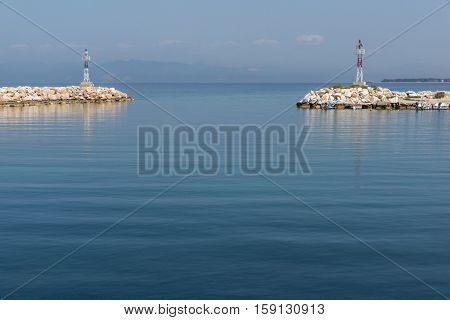 Panorama of Port of Skala Sotiros, Thassos island, East Macedonia and Thrace, Greece