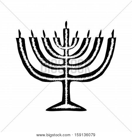 Chanukah candle black silhouette. Jewish religious holiday of Hanukkah. Vector illustration on isolated background.