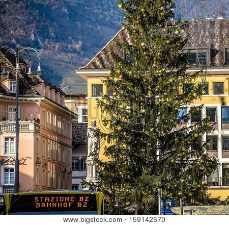 Typical Christmas market in Bolzano, Alto Adige in Italy