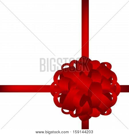 Red gift bow of ribbon isolated on white background vector