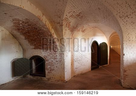 Interior View of Fort Barrancas, an historic Civil War era fortification in Gulf Islands National Seashore, Pensacola, Florida