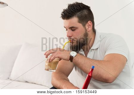 Man With Beard Relax Smoke Shisha