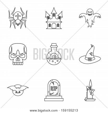 Terrible holiday icons set. Outline illustration of 9 terrible holiday vector icons for web