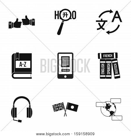 Languages icons set. Simple illustration of 9 language vector icons for web