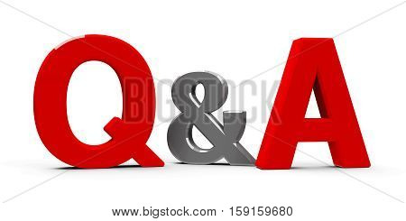 Red Q&A - Questions and answers - symbol or icons isolated on white background three-dimensional rendering 3D illustration