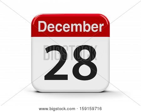 Calendar web button - The Twenty Eighth of December - International Cinema Day three-dimensional rendering 3D illustration
