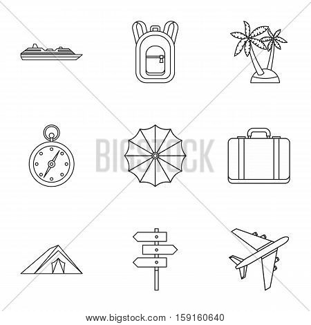Rest on sea icons set. Outline illustration of 9 rest on sea vector icons for web