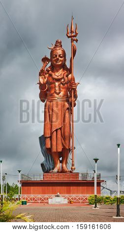 GRAND BASSIN, MAURITIUS - NOVEMBER 14, 2016: Lord Shiva statue at Grand Bassin Ganga Talao temple. Mauritius