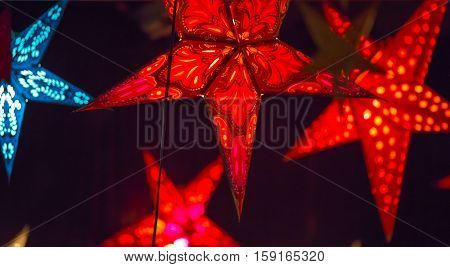 Abstract background made of Christmas lights with long exposure.