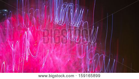 Abstract background made of Christmas lights with long exposure.