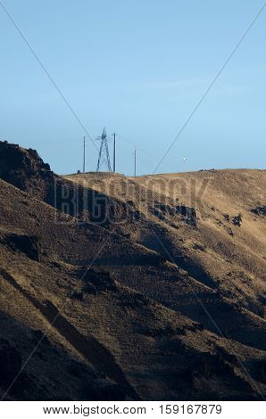 Utility Poles Standing High Above the Heart of Hells Canyon