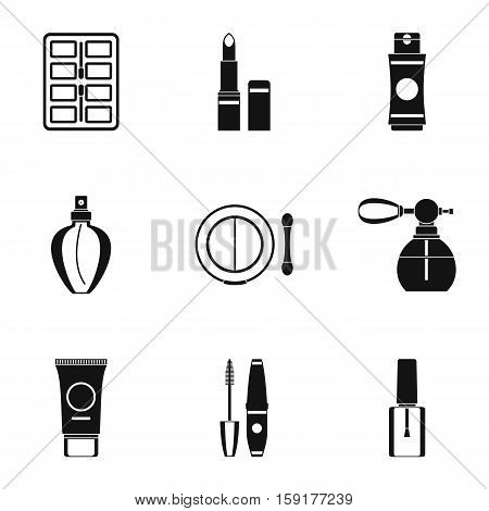 Cosmetic products icons set. Simple illustration of 9 cosmetic products vector icons for web