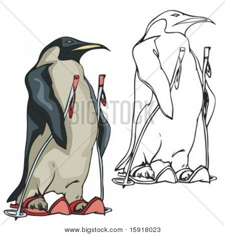 Penguin Ski maskot. Skvělé tričko vzory, školní maskot loga a jakékoliv jiné uspořádání práce. Připraven f