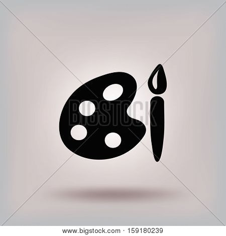 Paint brush with palette icon. Vector illustration