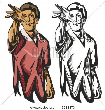 Darts player. Vector illustration