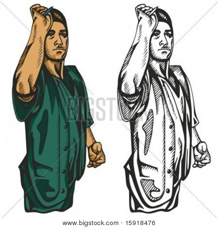 Darts player. Vector illustration